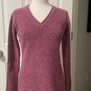 Columbia Dark Pink V Neck Pullover Sweater